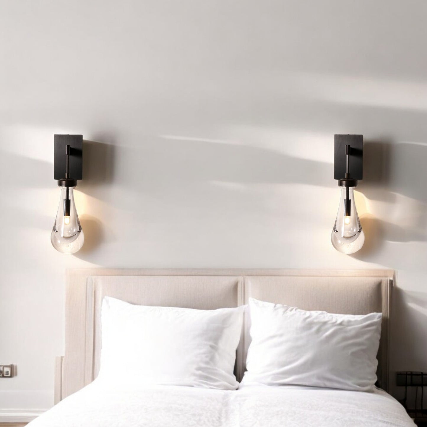 Modern Bronze Teardrop Glass Wall Sconce – Designer Accent Lighting