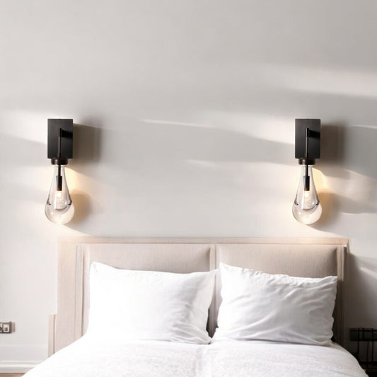 Modern Bronze Teardrop Glass Wall Sconce – Designer Accent Lighting