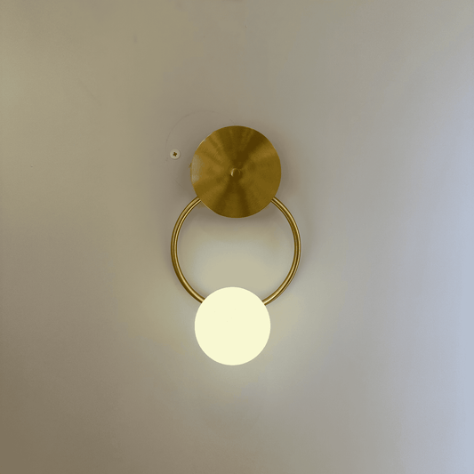 Aged Brass Ring Wall Sconce with Globe Light
