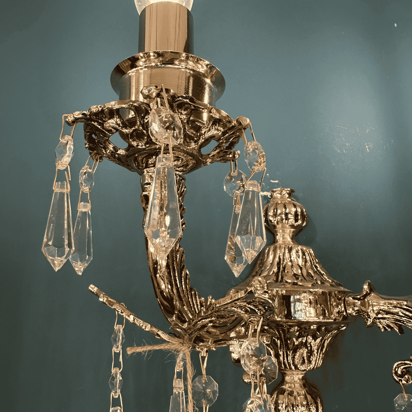 Crystal Brass Wall Sconce – Handmade Double Arm Vintage Light Fixture for Luxury Interiors, Hallways & Gallery Walls