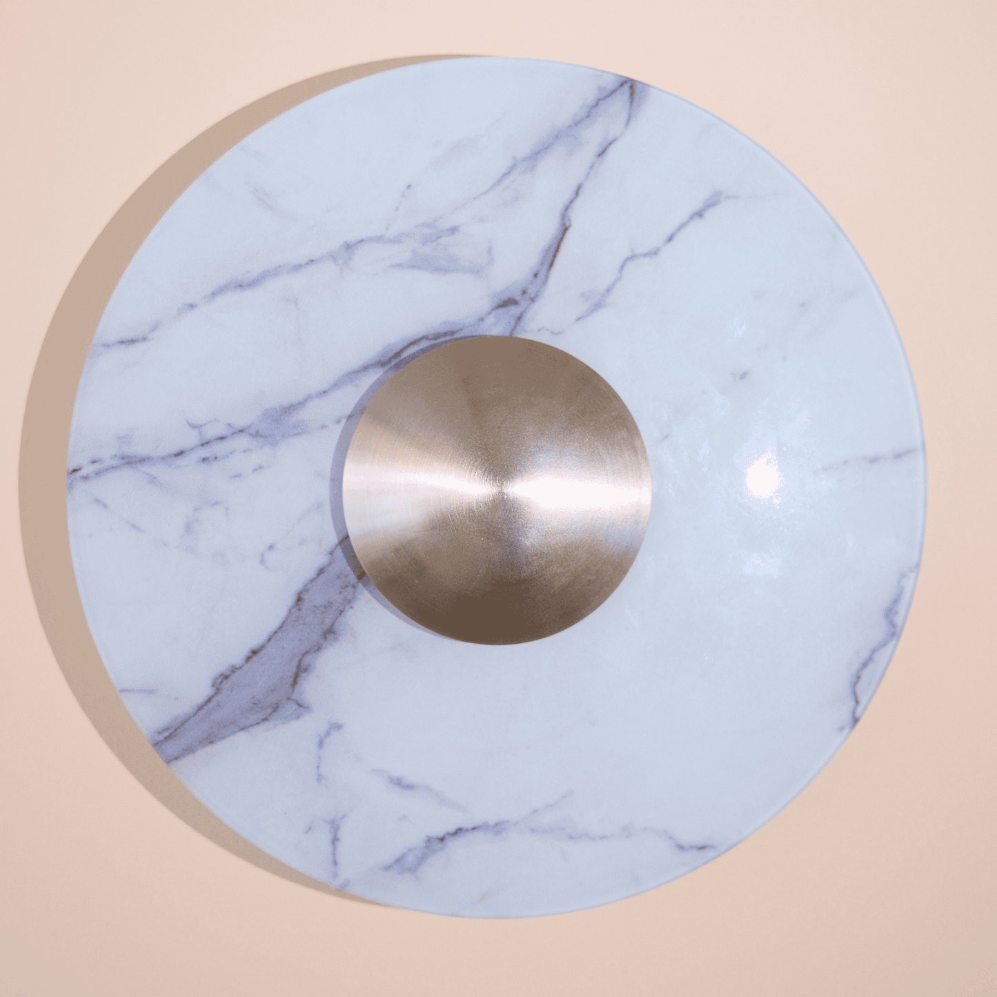 Modern Round Marble Look Glass Wall Sconce