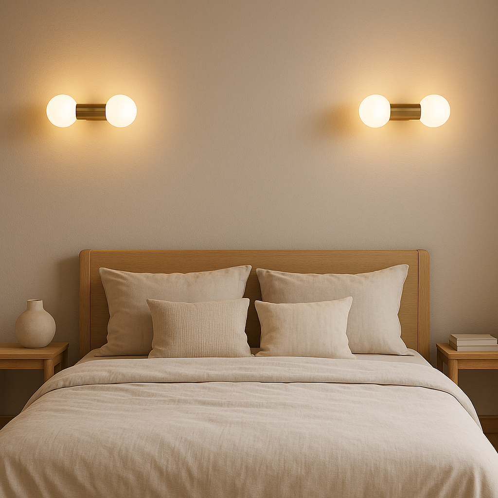 Double Globe Brass Wall Sconce – Minimalist Modern Wall Light