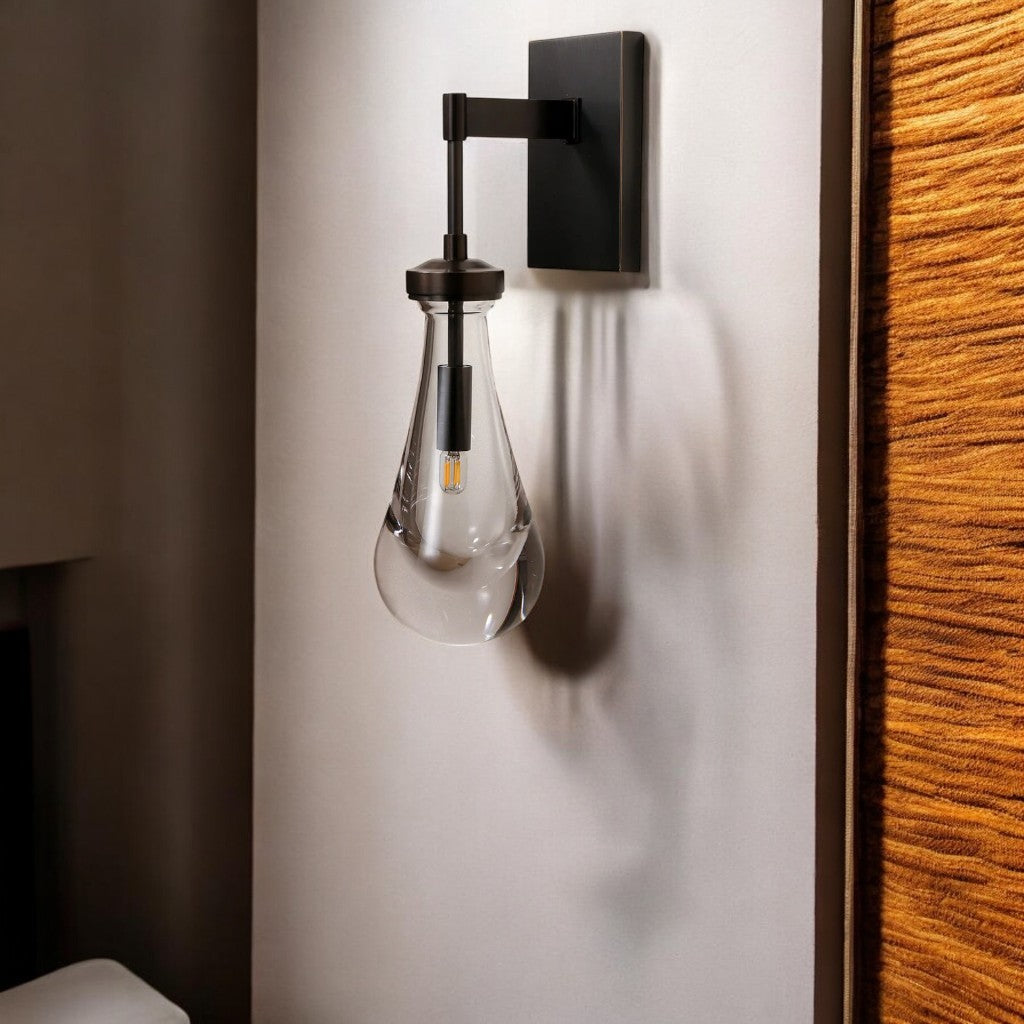 Modern Bronze Teardrop Glass Wall Sconce – Designer Accent Lighting