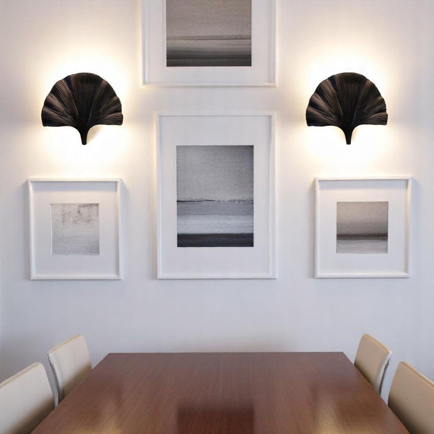 Black Ginkgo Leaf Wall Sconce – Nature-Inspired Sculptural Light Fixture for Japandi, Minimalist & Modern Interiors