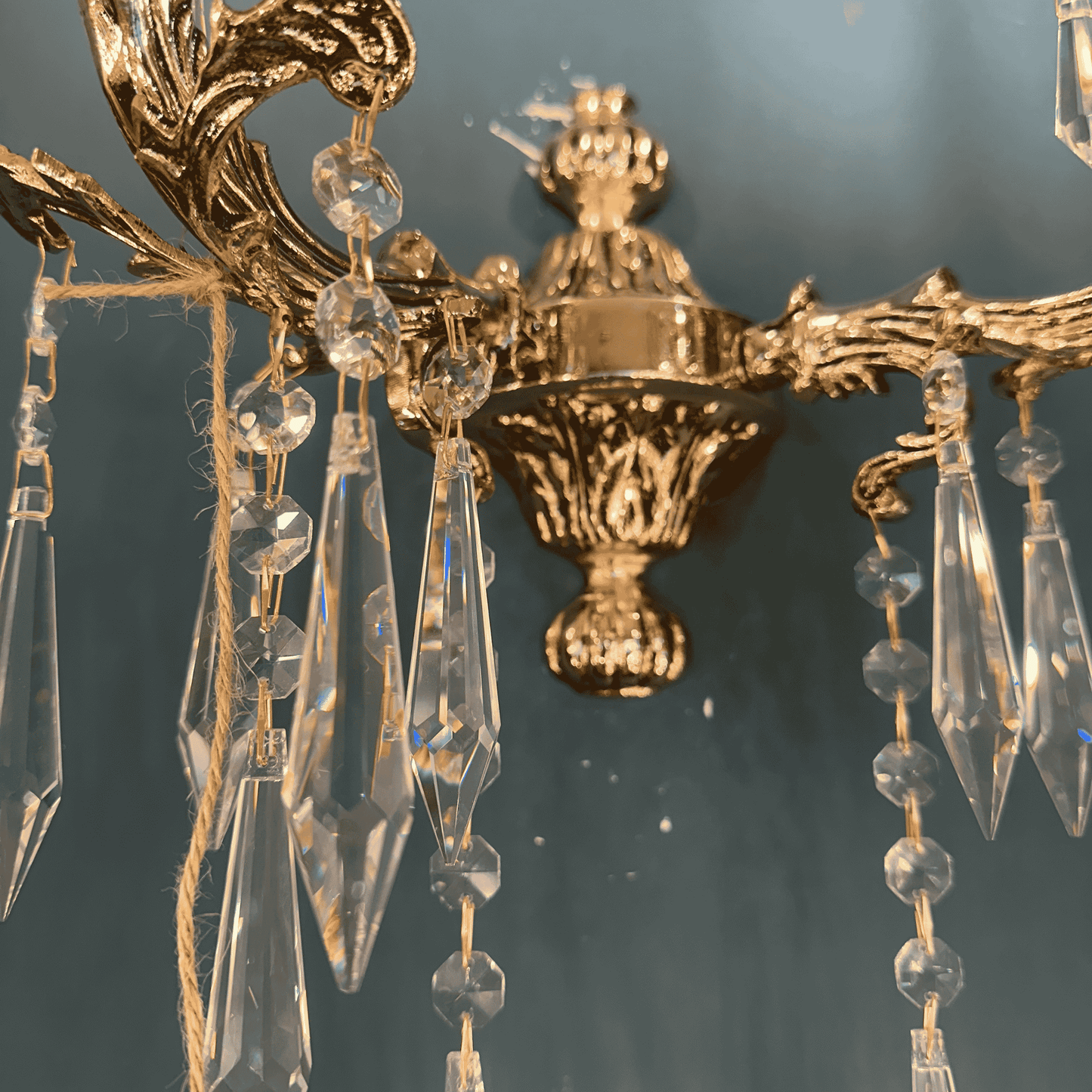 Crystal Brass Wall Sconce – Handmade Double Arm Vintage Light Fixture for Luxury Interiors, Hallways & Gallery Walls