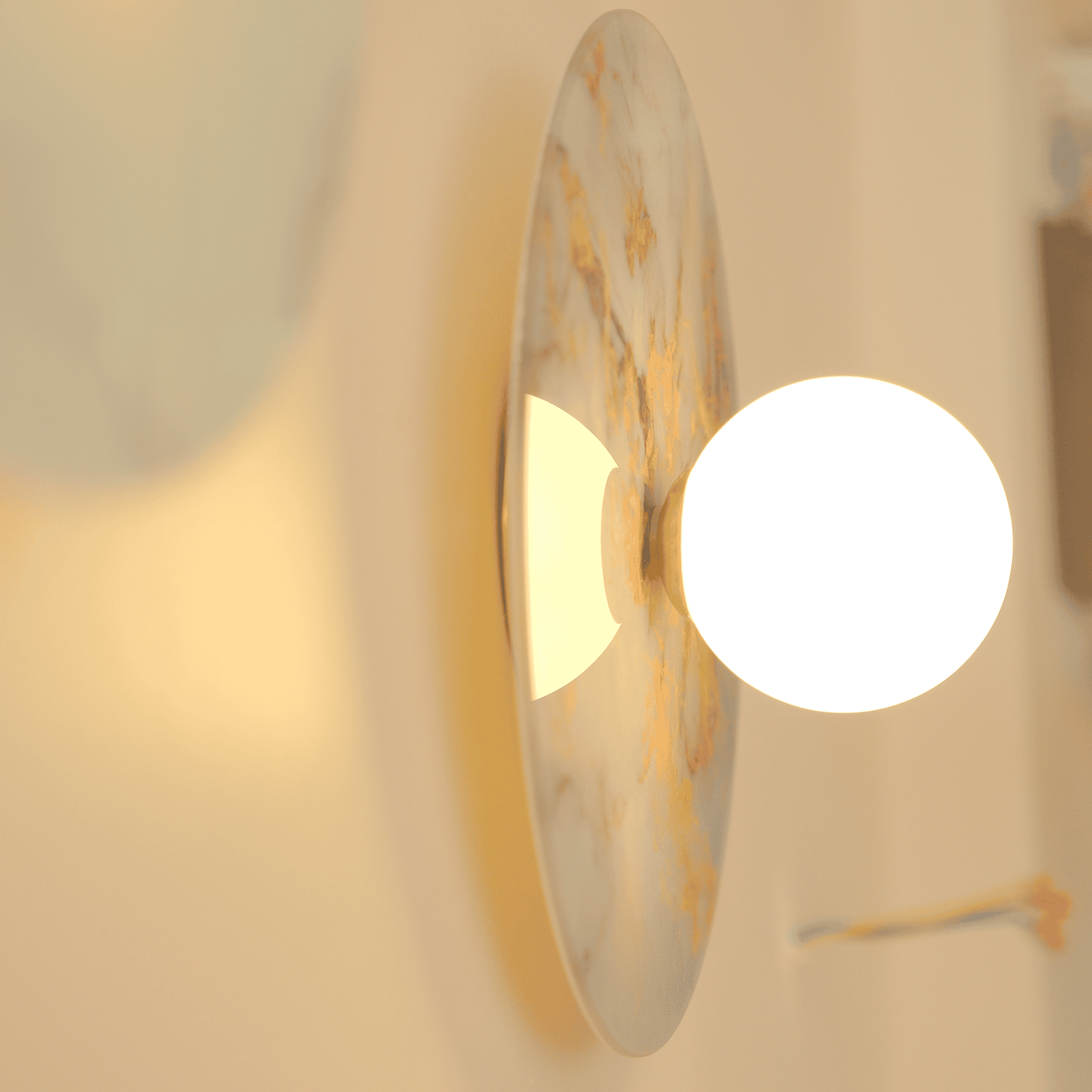 Modern Round Marble Look Glass Wall Sconce