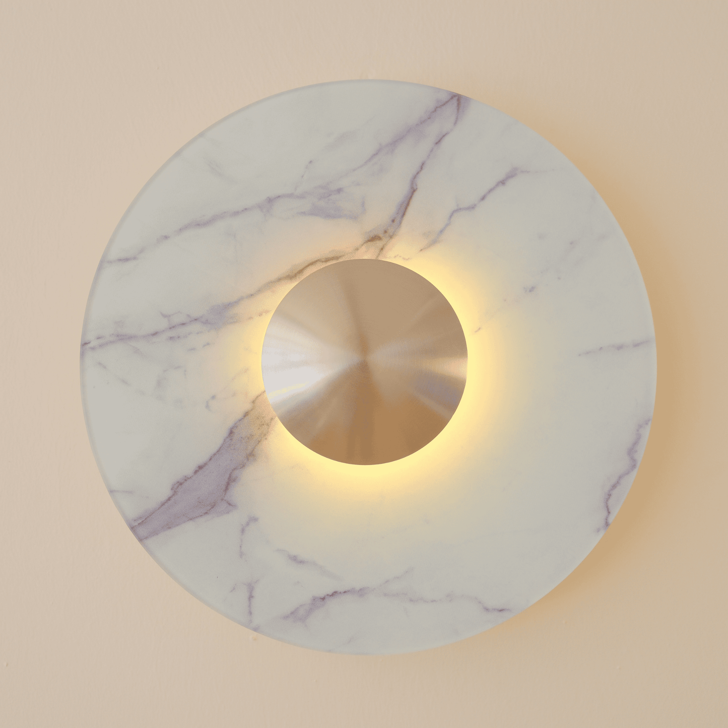 Modern Round Marble Look Glass Wall Sconce