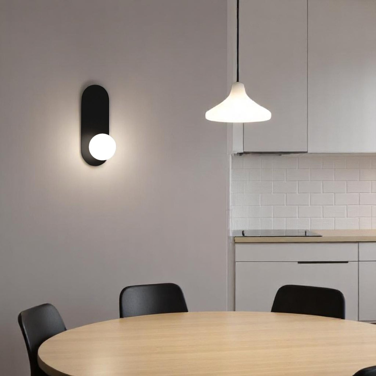 Matte Black Globe Wall Sconce – Minimalist Modern Lighting for Bedroom, Hallway, Bathroom, Staircase & Living Room Decor