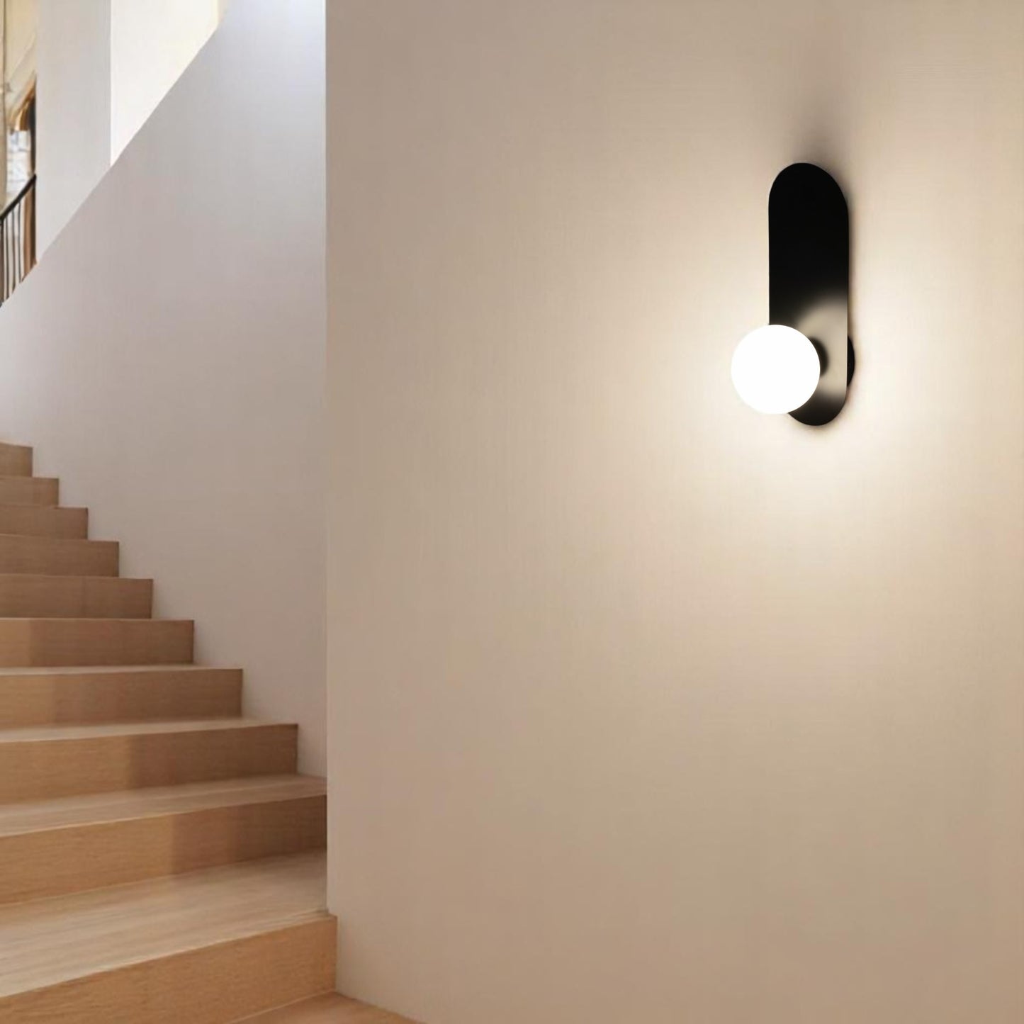 Matte Black Globe Wall Sconce – Minimalist Modern Lighting for Bedroom, Hallway, Bathroom, Staircase & Living Room Decor