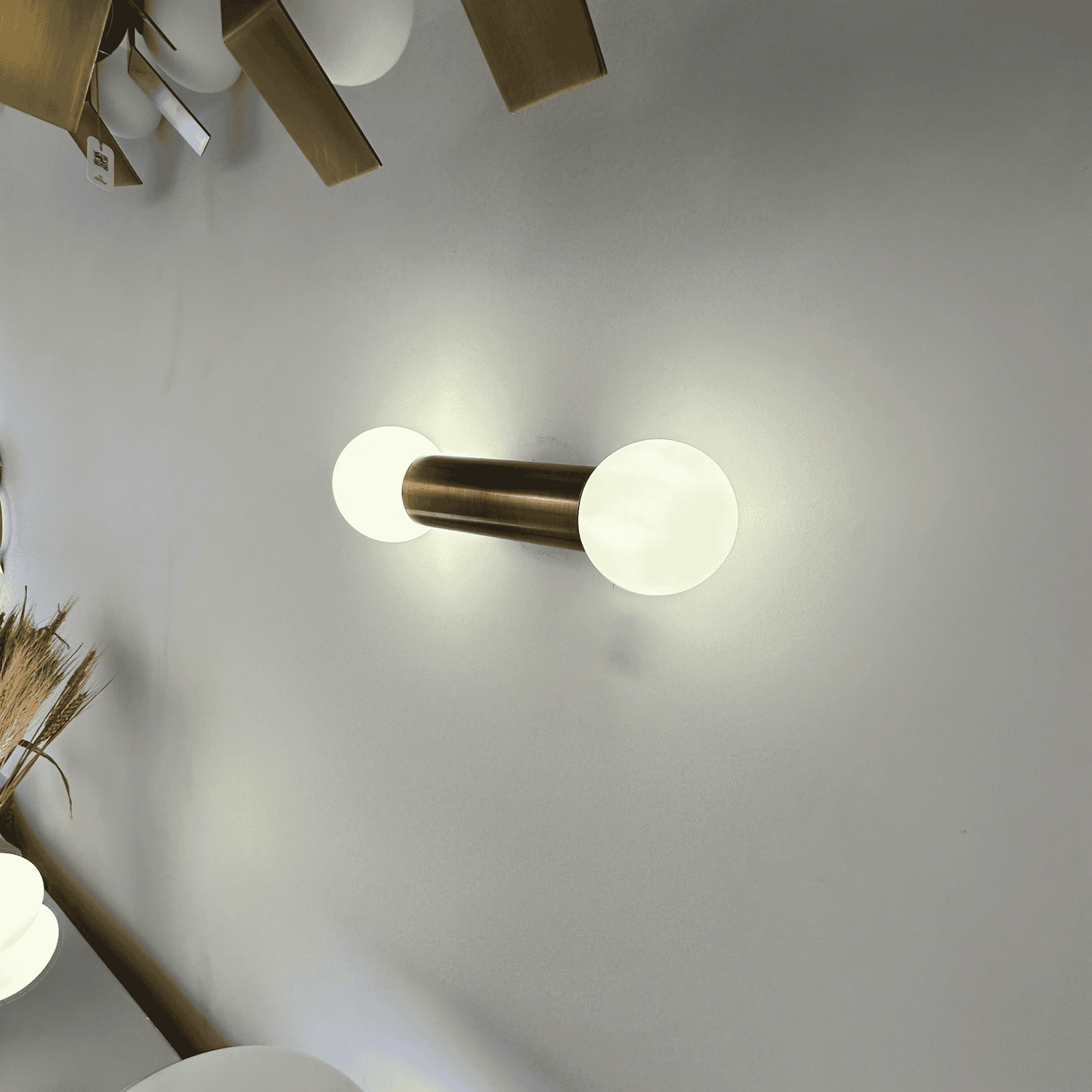 Double Globe Brass Wall Sconce – Minimalist Modern Wall Light