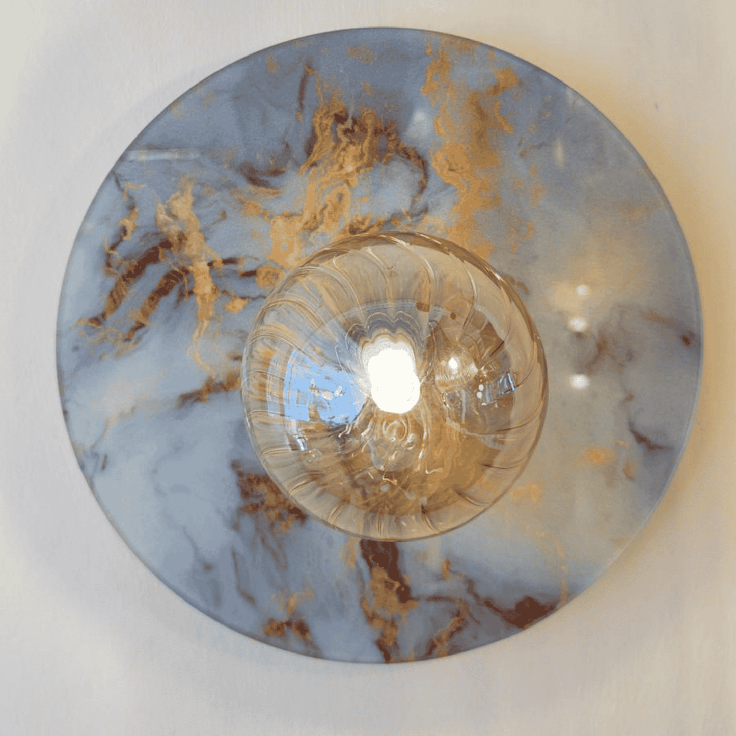 Modern Round Marble Look Glass Wall Sconce