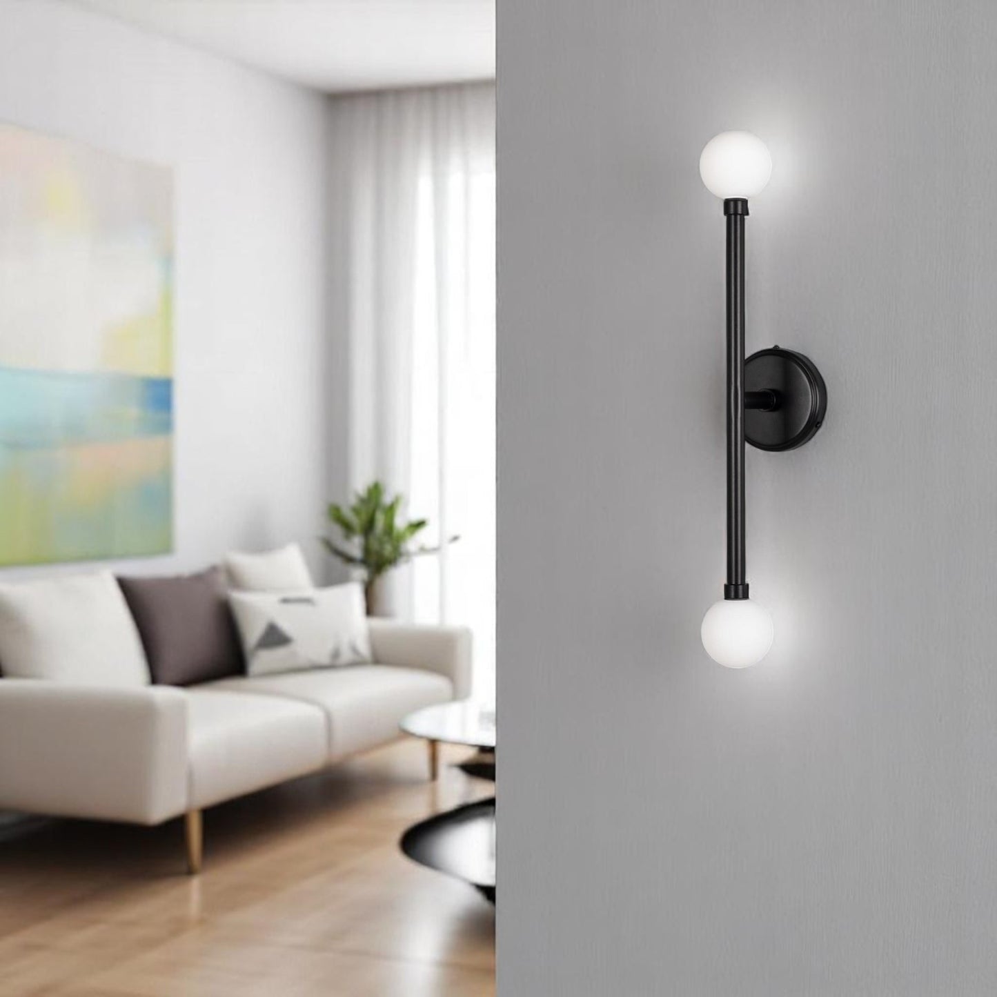 Modern Minimalist Dual Globe Wall Sconce - Vertical or Horizontal Lighting Fixture