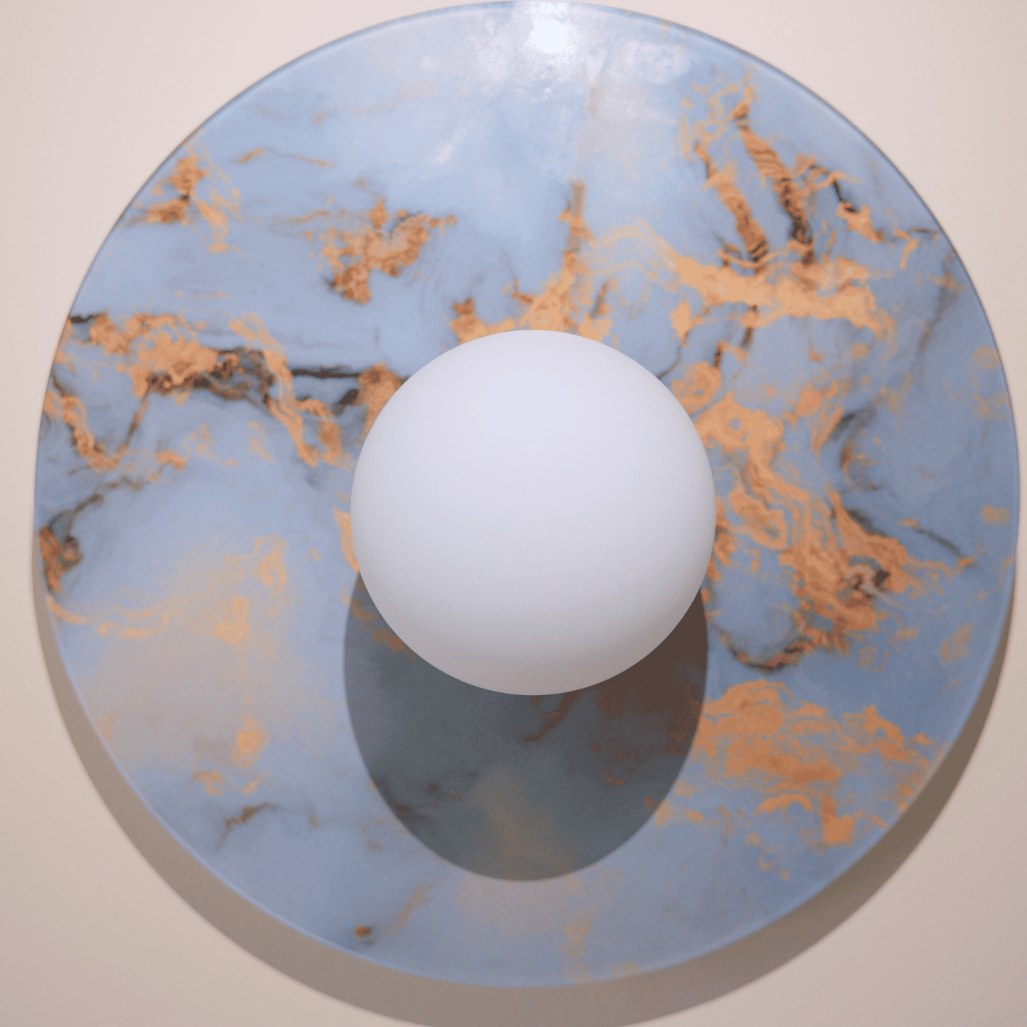 Modern Round Marble Look Glass Wall Sconce