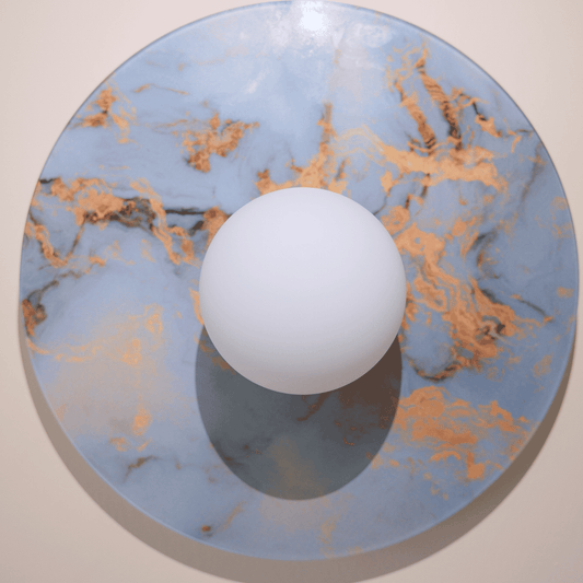 Modern Round Marble Look Glass Wall Sconce