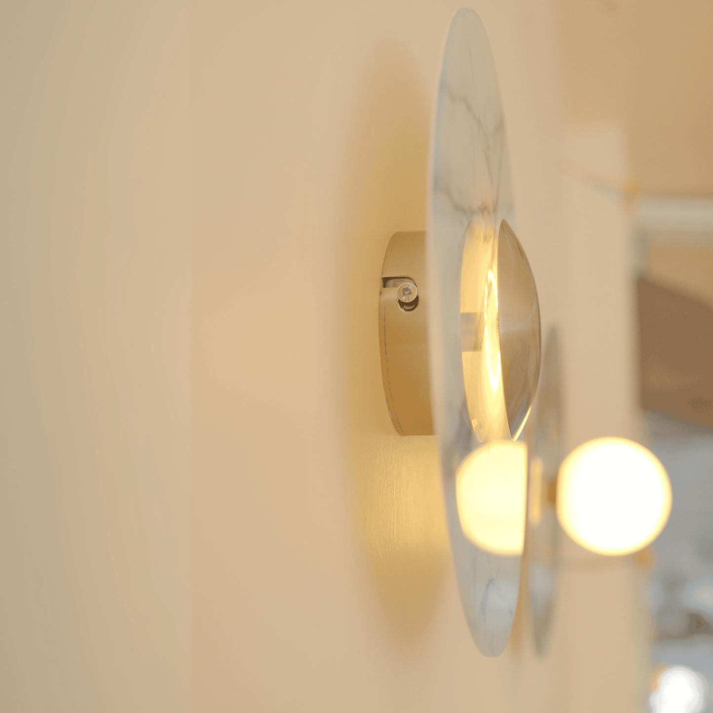 Modern Round Marble Look Glass Wall Sconce