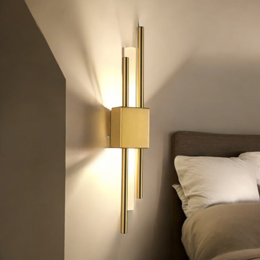 Handmade Modern Gold Wall Sconce - G9 Bulb, Color-Changing, Custom Sizes, Free Shipping, Voltage Compatible, Minimalist Design - Kami Lighting