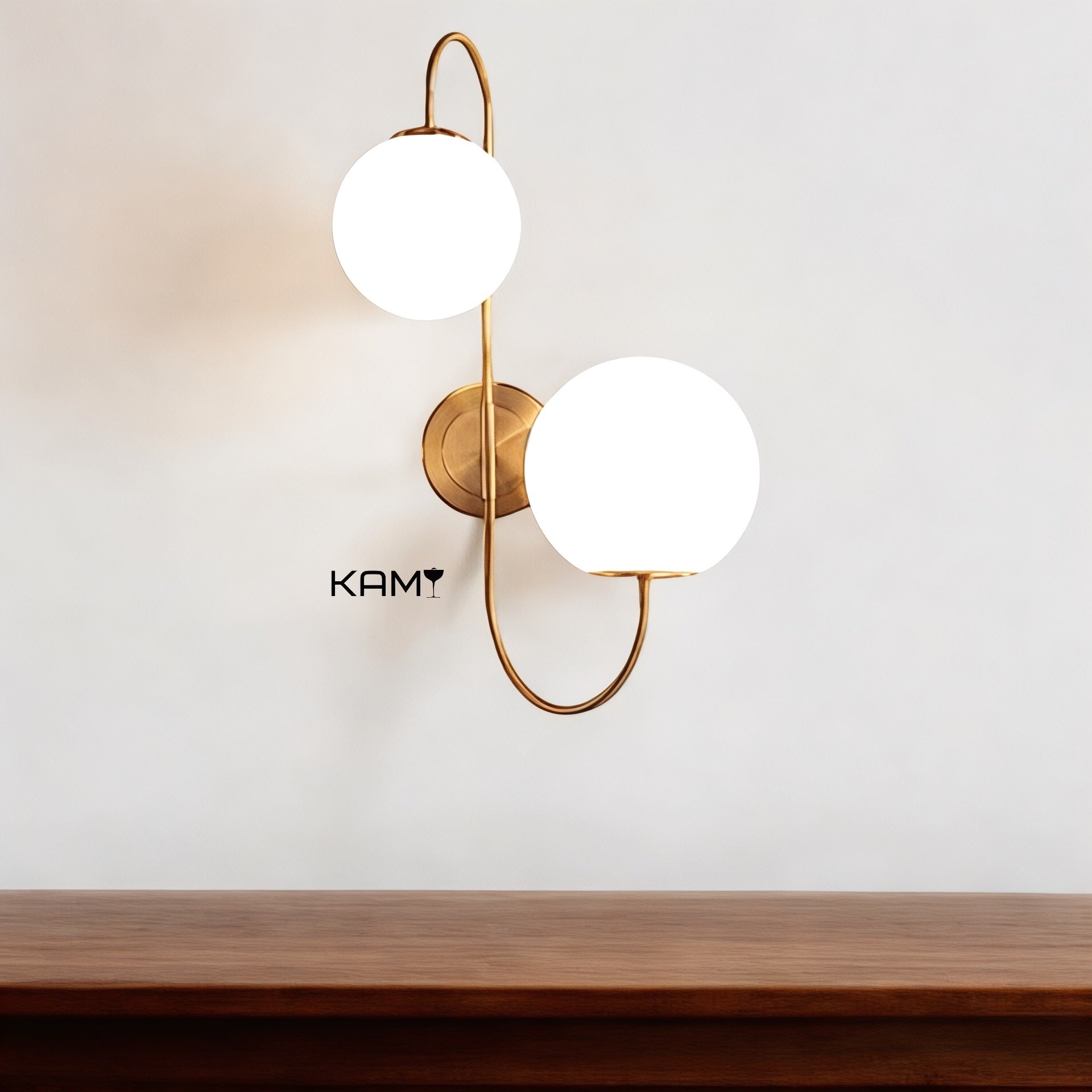 Modern double globe wall lamp- minimalist accent sconce - sleek wall light - decorative scandinavian style lamp - bedroom wall sconce - Kami Lighting