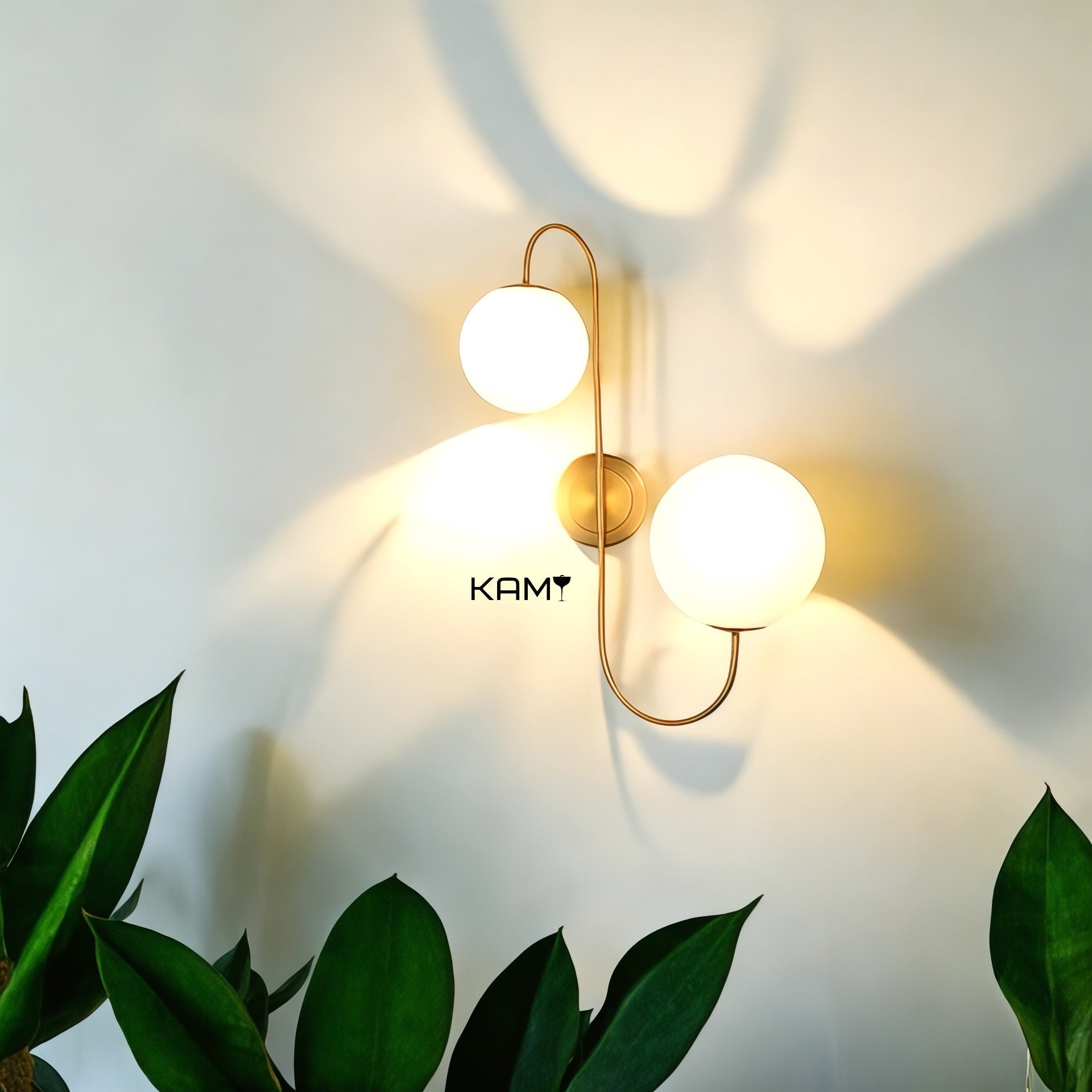 Modern double globe wall lamp- minimalist accent sconce - sleek wall light - decorative scandinavian style lamp - bedroom wall sconce - Kami Lighting