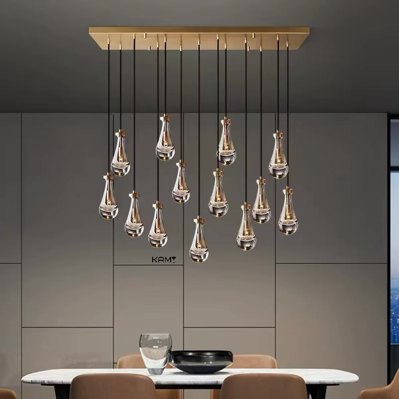 Modern Glass Pendant Light - Customizable Multi-Light Chandelier, E14 Bulb Compatible - Kami Lighting