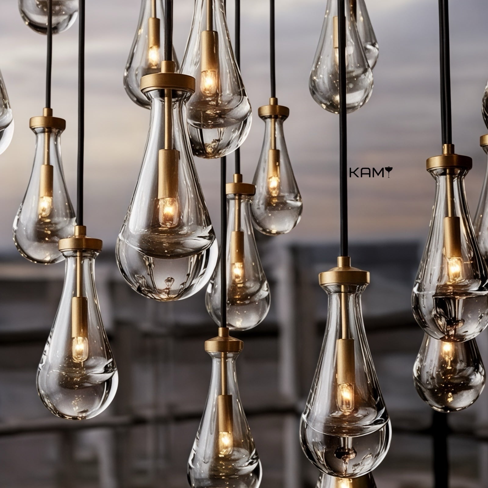 Modern Glass Pendant Light - Customizable Multi-Light Chandelier, E14 Bulb Compatible - Kami Lighting