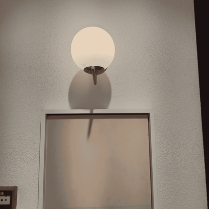 Brass Bathroom Wall Sconce with Frosted Globe – Modern Vanity Light, Minimalist Hardwired Fixture for Mirror or Sink Area