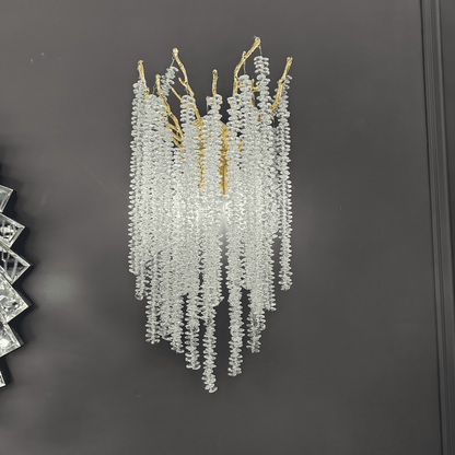 Gold Branch Crystal Wall Sconce – Nature-Inspired Luxury Light Fixture for Hallways, Bedrooms, Living rooms, Hallways, Hotels, Salons