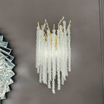 Gold Branch Crystal Wall Sconce – Nature-Inspired Luxury Light Fixture for Hallways, Bedrooms, Living rooms, Hallways, Hotels, Salons