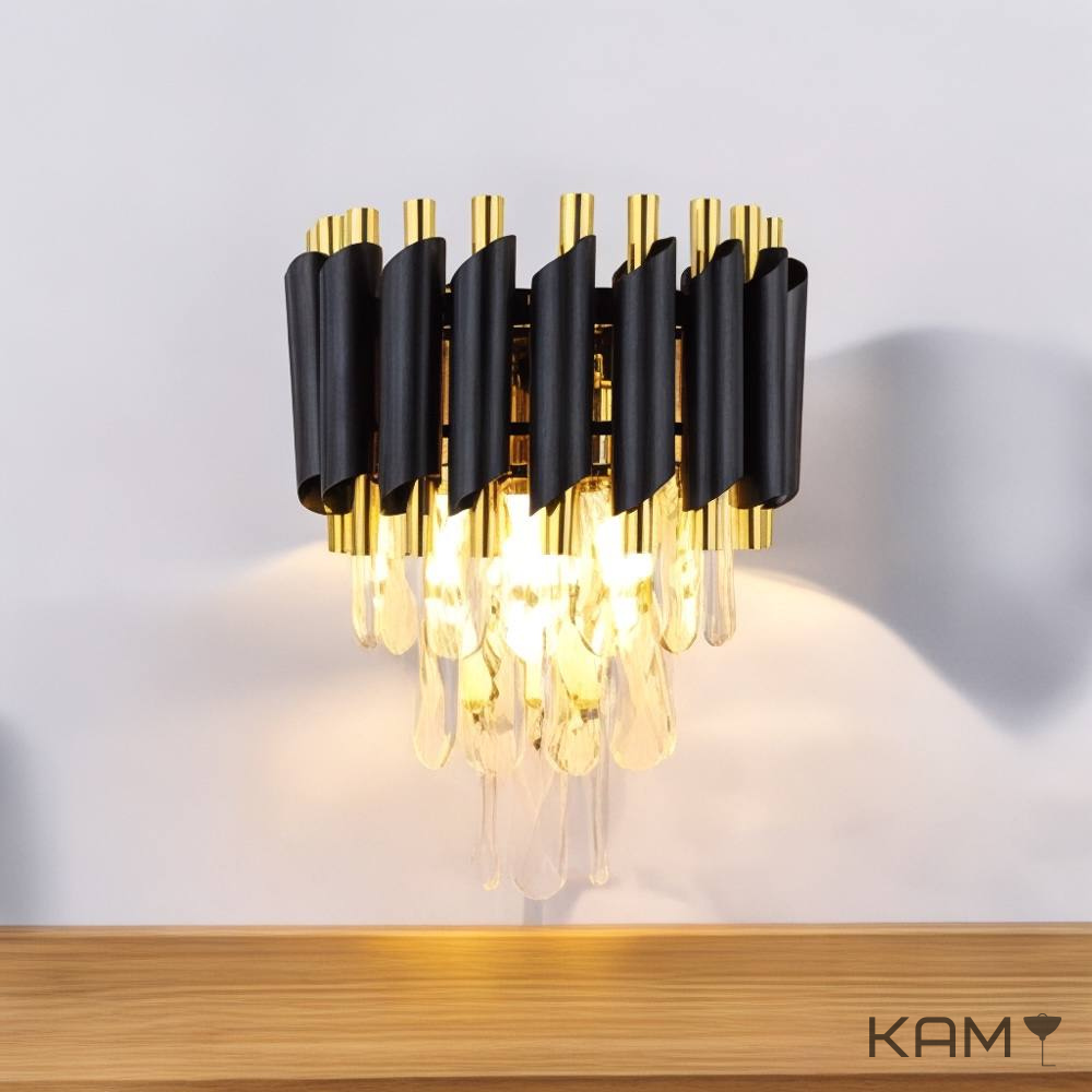 Classic K9 Crystal Wall Sconce - Dimmable Light Fixture with Customizable Metal and Crystal Colors - Elegant Home Decor Lighting