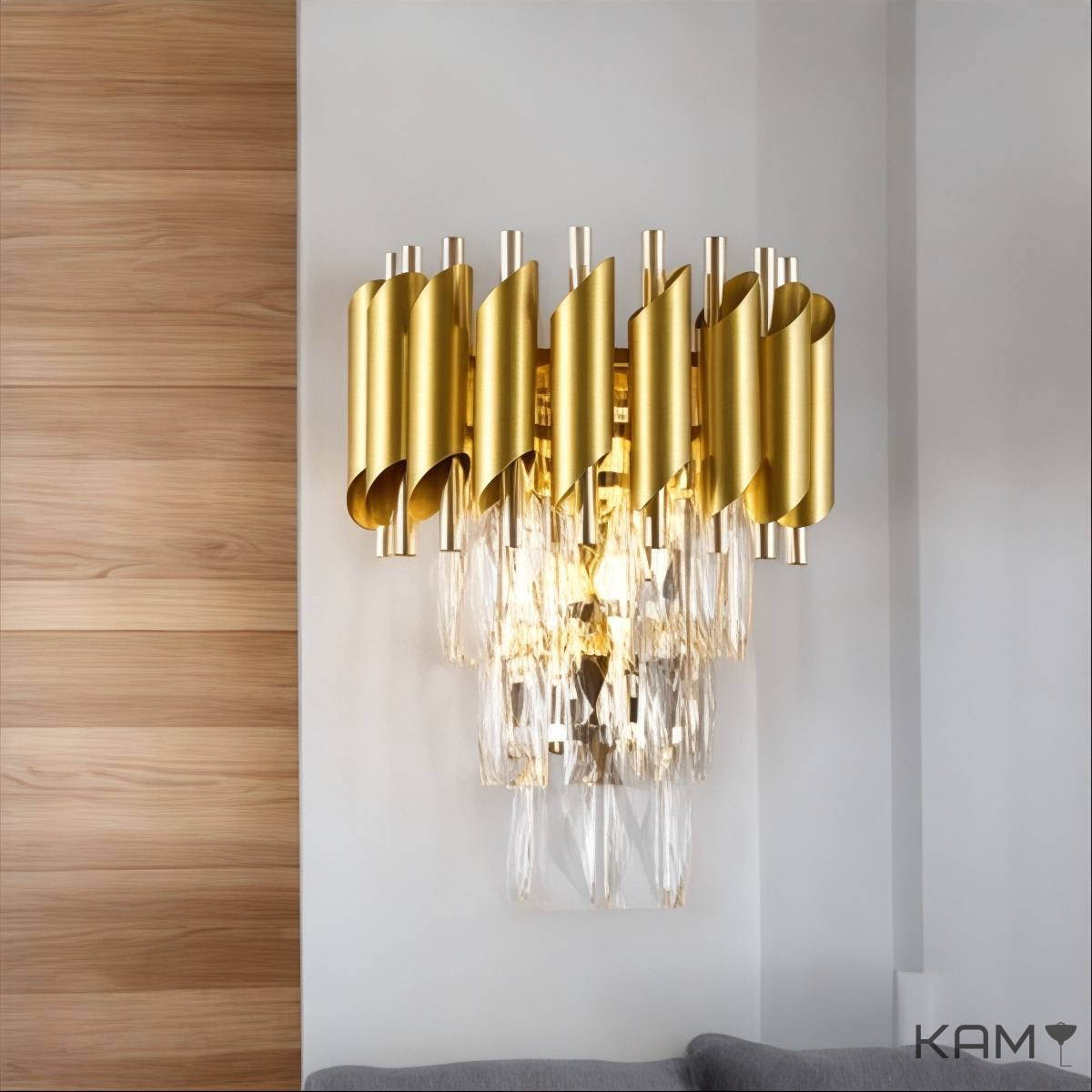 Classic K9 Crystal Wall Sconce - Dimmable Light Fixture with Customizable Metal and Crystal Colors - Elegant Home Decor Lighting