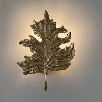 Gold Leaf Wall Sconce – Elegant Nature-Inspired Brass Light Fixture for Hallway, Bedroom, Powder Room | Handmade Accent Lighting