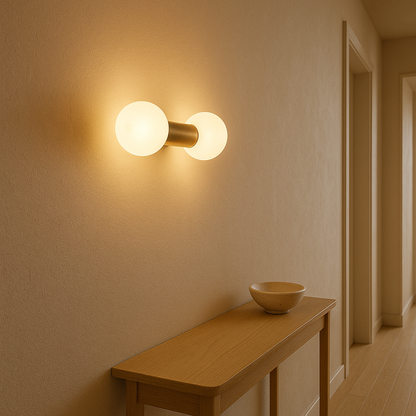 Double Globe Brass Wall Sconce – Minimalist Modern Wall Light