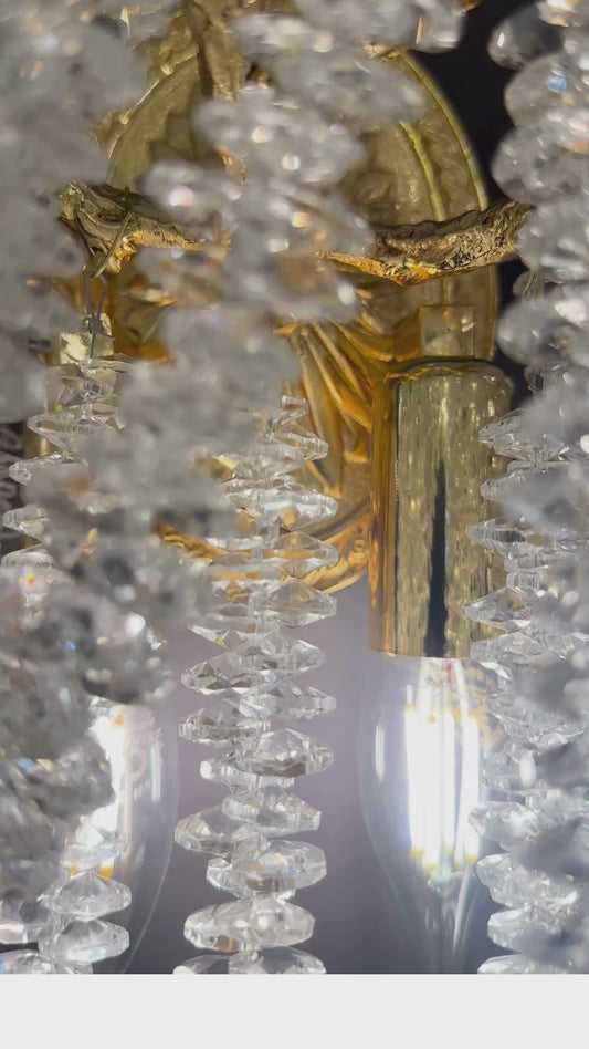 Gold Branch Crystal Wall Sconce – Nature-Inspired Luxury Light Fixture for Hallways, Bedrooms, Living rooms, Hallways, Hotels, Salons