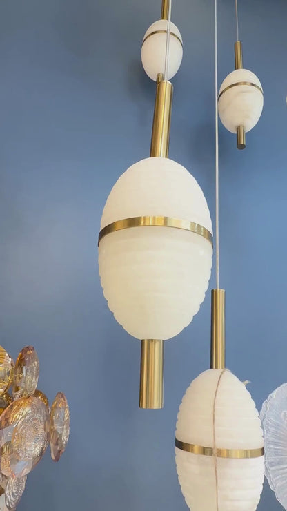 Alabaster Pendant Light Over Dining Table